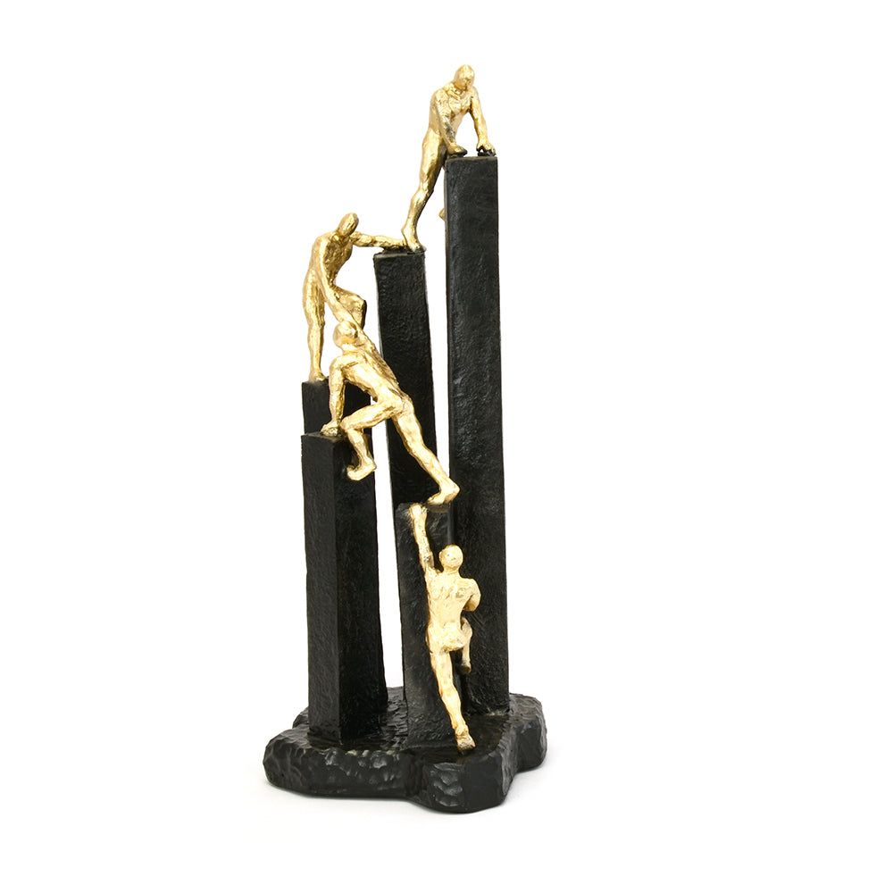 Team Climbing On Block Decorative Polyresin Showpiece (Black & Gold)