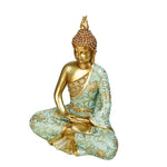 Meditating Buddha Polyresin Showpiece (Mint & Gold)