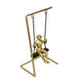 Lady On Swing Decorative Polyresin Showpiece (Black & Gold)