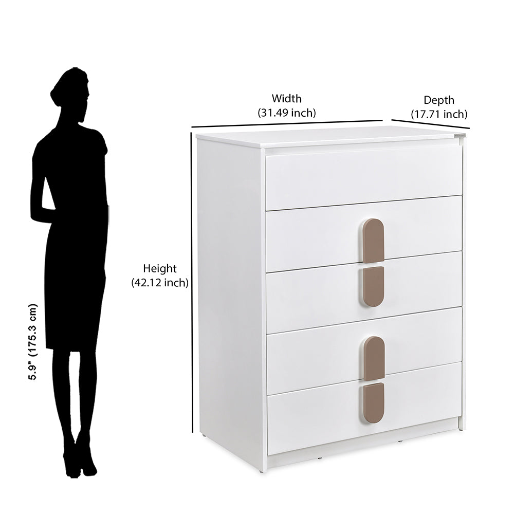 Agnes Chest Of 5 Drawers (White)