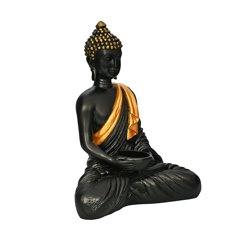 Bodhisattva Buddha Idol Polyresin Showpiece (Black & Gold)