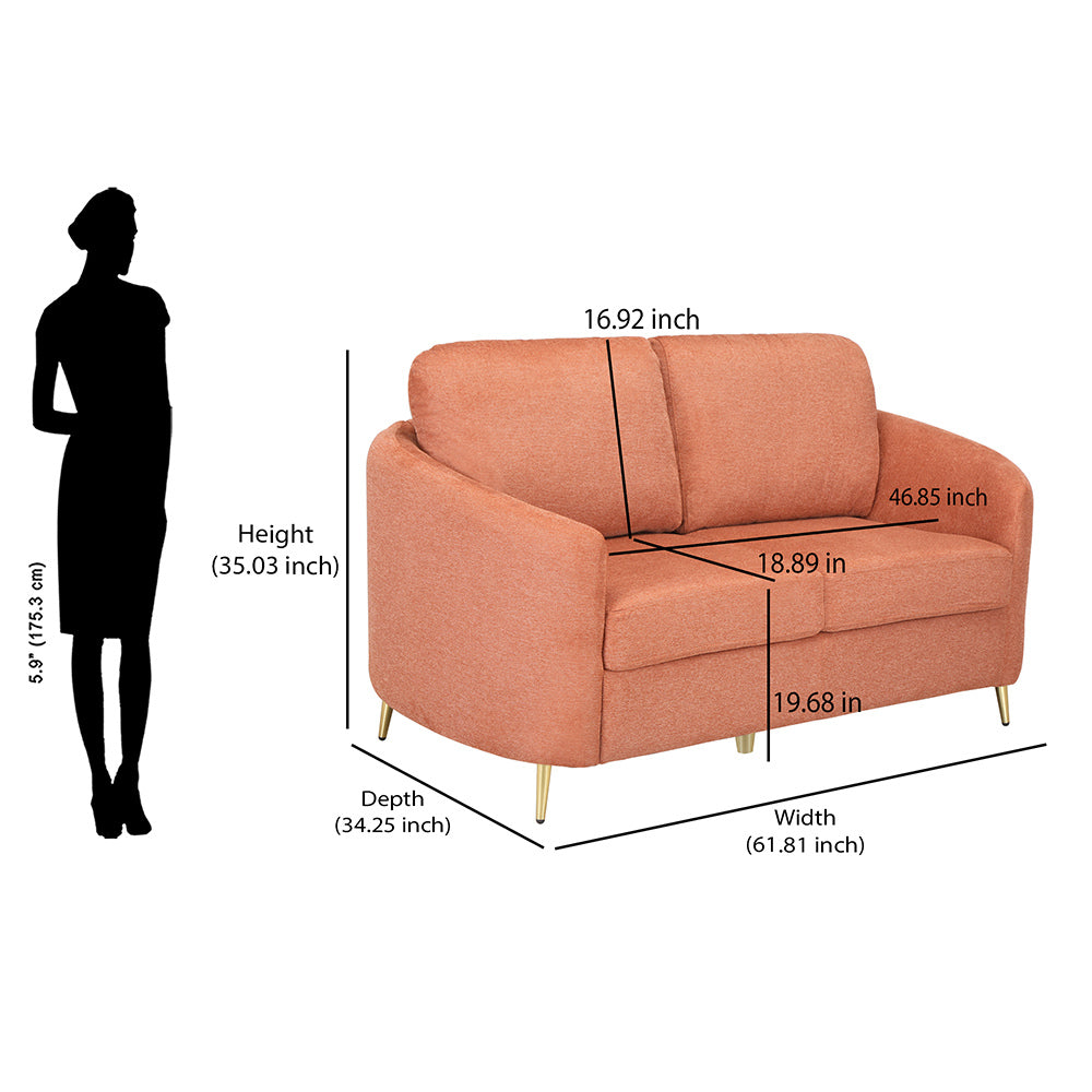 Arch 2 Seater Fabric Sofa (Rust)