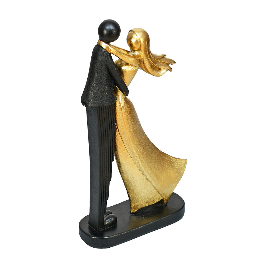 Ballroom Dancing Couple Polyresin Showpiece (Black & Gold)