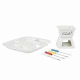 Ceramic Fondue Set with Sticks (White)