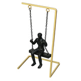 Man On Swing Decorative Polyresin Showpiece (Black & Gold)