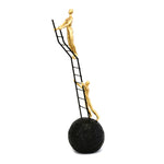 Two Men Climbing Decorative Polyresin Showpiece (Black & Gold)