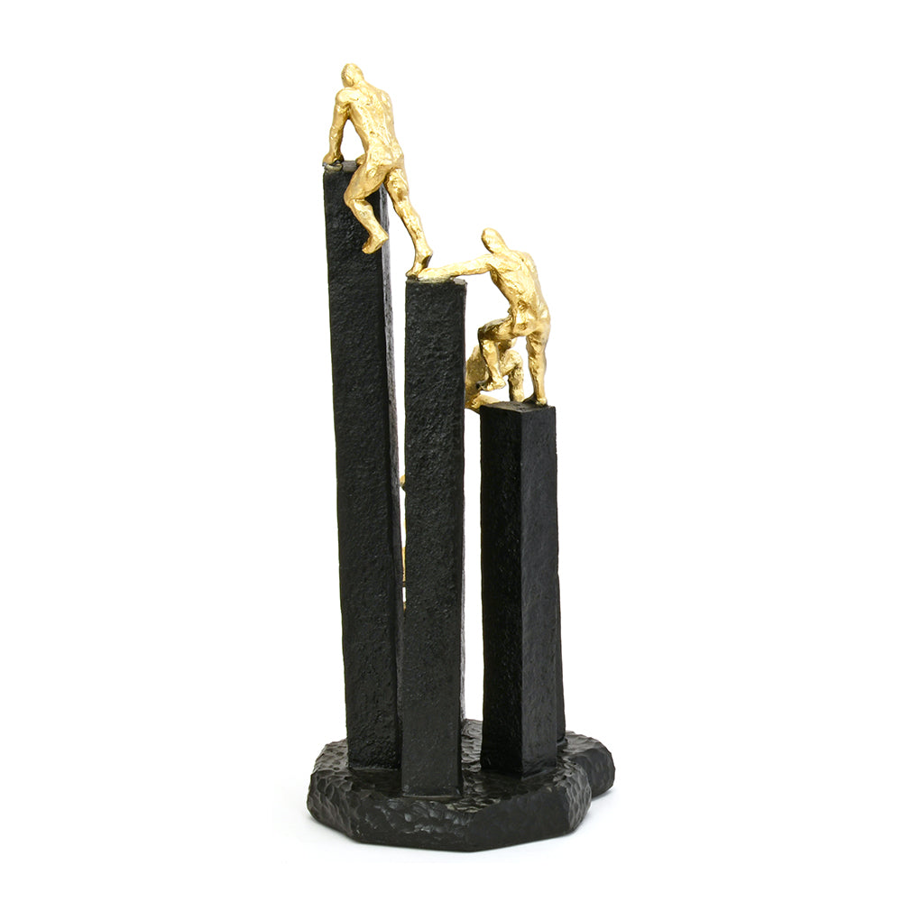 Team Climbing On Block Decorative Polyresin Showpiece (Black & Gold)