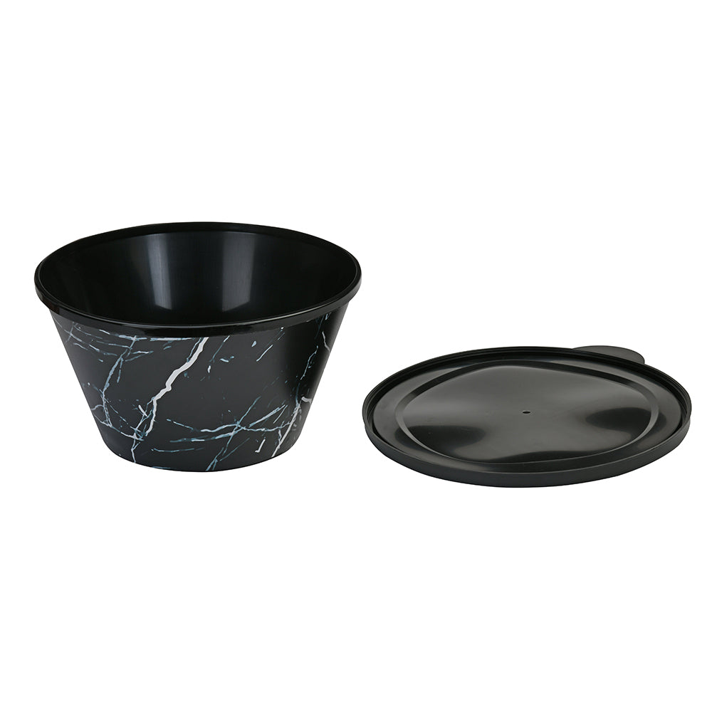 Plastic 460 ml Snack Bowl With Lid (Black)