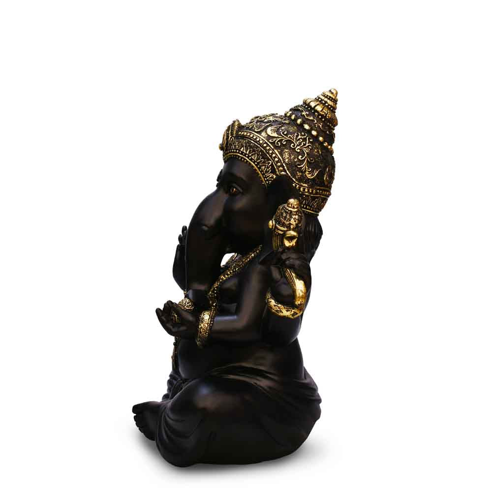 Ekdanta Ganesha Idol Polyresin Showpiece (Black & Gold)