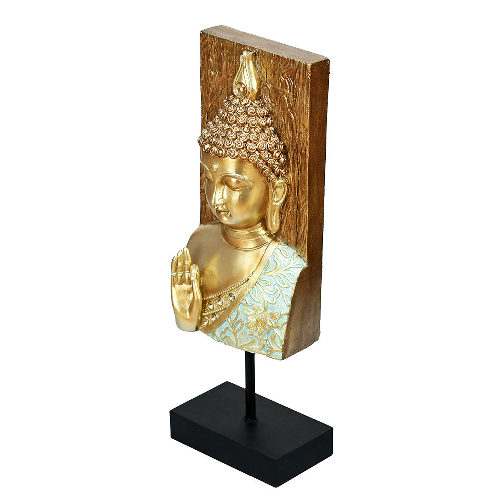 Decorative Buddha Polyresin Showpiece (Mint & Gold)