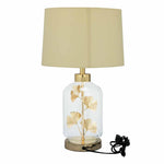 Glassio Fabric Shade Glass & Metal Base Table Lamp (Gold)