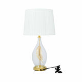 Glassio Leaf Fabric Shade Glass & Metal Base Table Lamp (Gold)