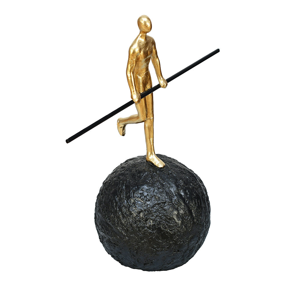 Balancing Man Decorative Polyresin Showpiece (Black & Gold)