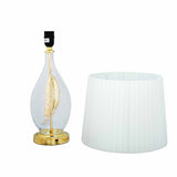 Glassio Leaf Fabric Shade Glass & Metal Base Table Lamp (Gold)