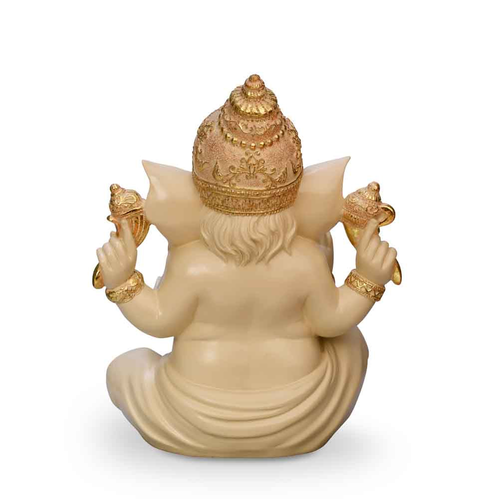 Ekdanta Ganesha Idol Polyresin Showpiece (Cream & Gold)