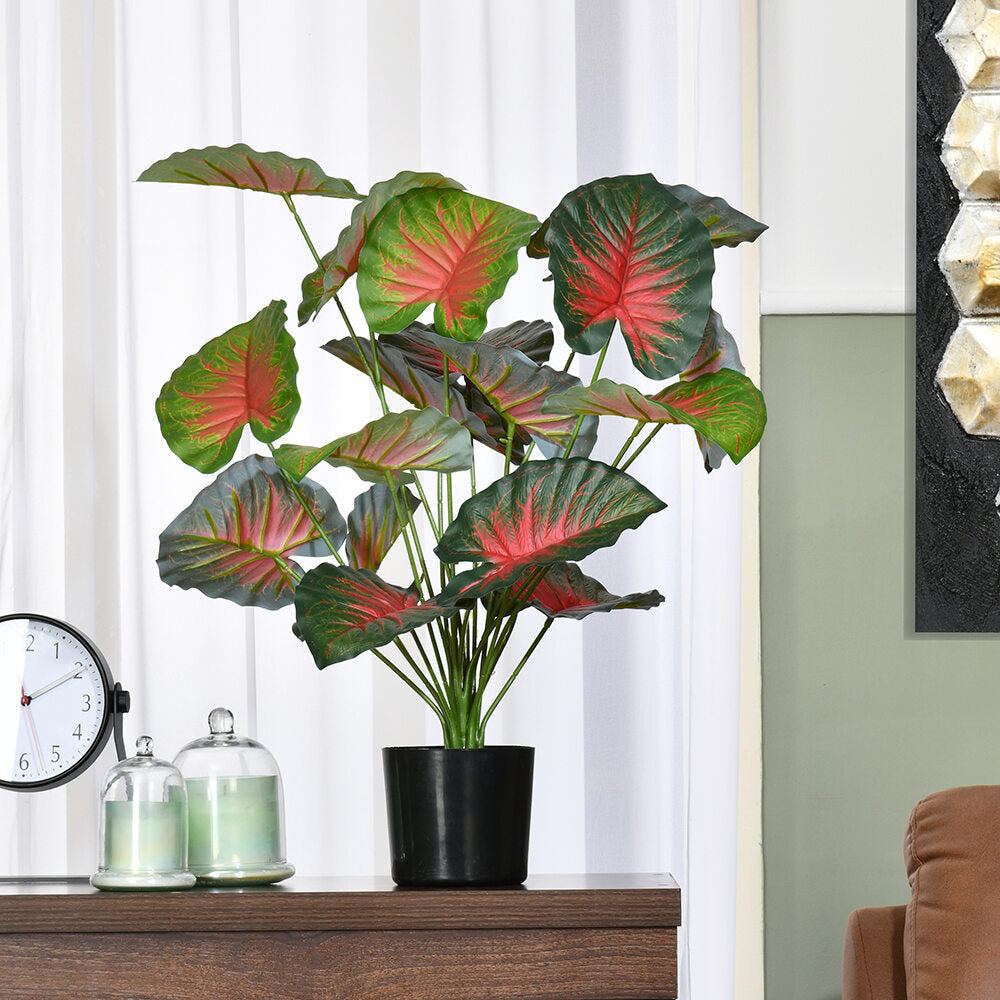 Tropicana Fairy Taro Artificial Potted Plant (Green & Red)