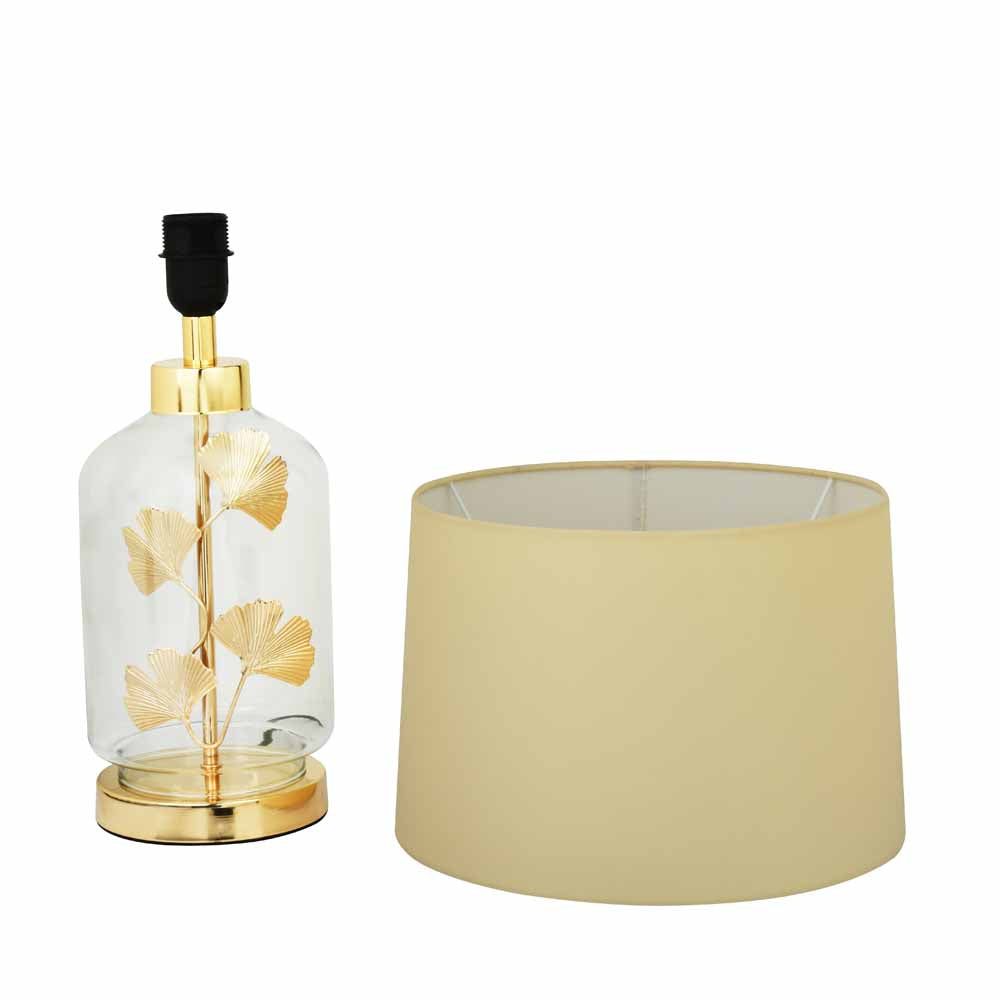 Glassio Fabric Shade Glass & Metal Base Table Lamp (Gold)