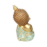 Baby Monk Resting Decorative Polyresin Showpiece (Mint & Gold)