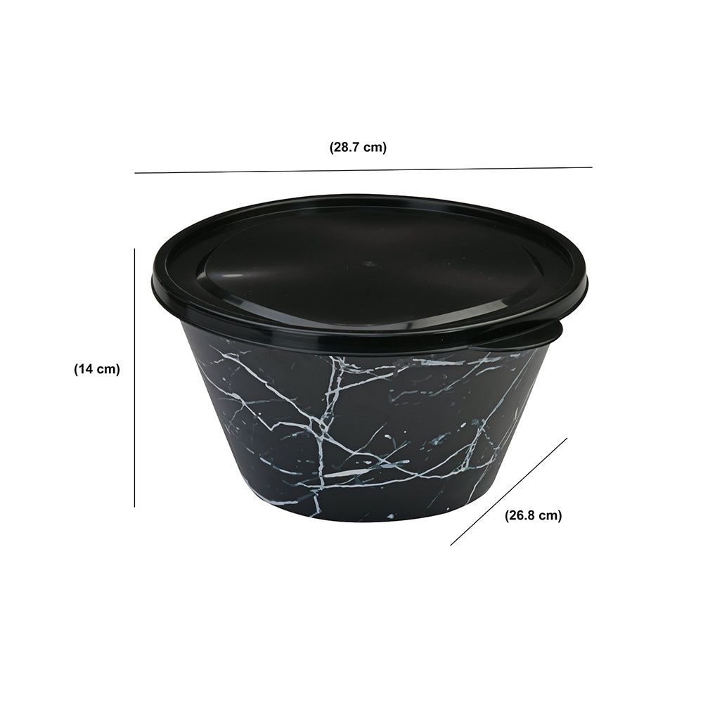 Plastic 460 ml Snack Bowl With Lid (Black)