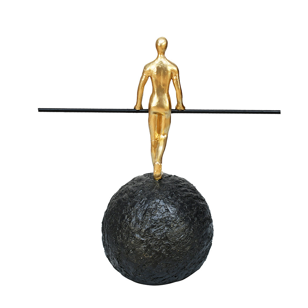 Balancing Man Decorative Polyresin Showpiece (Black & Gold)