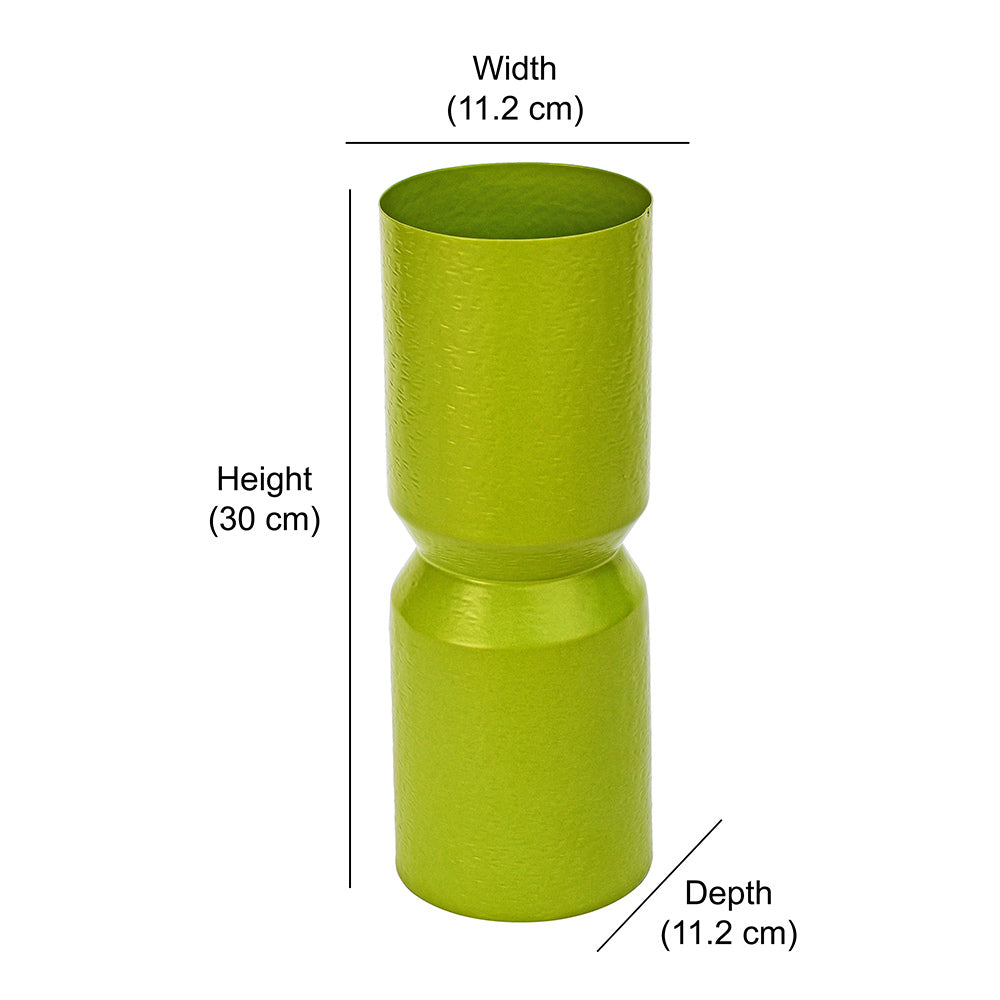 Hourglass Decorative Metal Vase (Green)