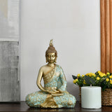 Nilkamal Meditating Buddha Polyresin Showpiece Mint Gold