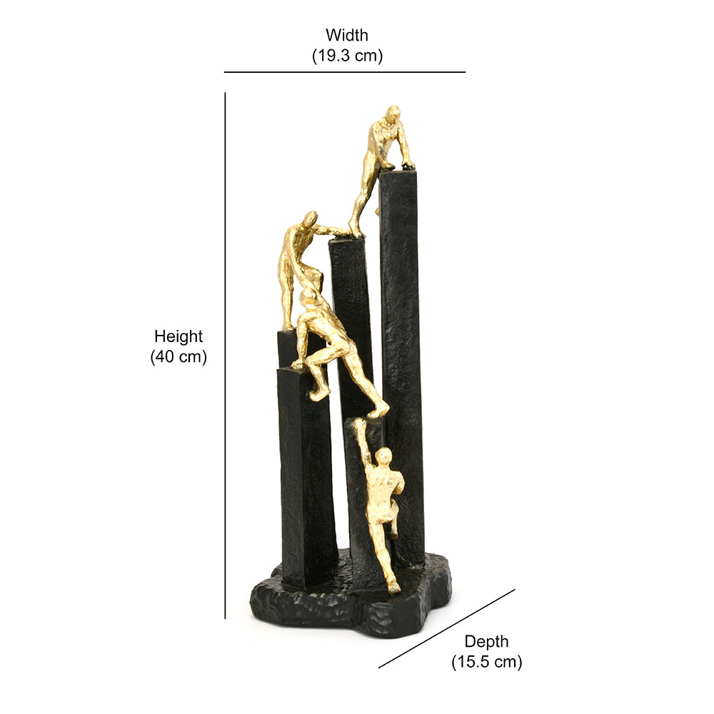 Team Climbing On Block Decorative Polyresin Showpiece (Black & Gold)