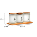 Minimalist 446 ml Storage Jars Set of 3 With Base (White & Brown)