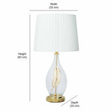 Glassio Leaf Fabric Shade Glass & Metal Base Table Lamp (Gold)