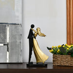 Ballroom Dancing Couple Polyresin Showpiece (Black & Gold)