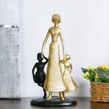 Nilkamal Mom With Two Kids Decorative Polyresin Showpiece Black Gold