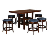 Theon Counter Height 6 Seater Dining Set of 1 Table + 6 Stools (Dark Expresso)