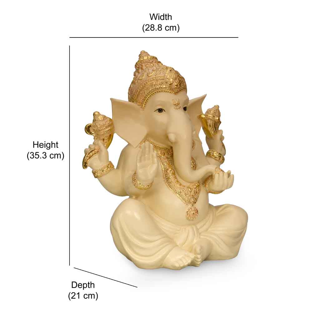 Ekdanta Ganesha Idol Polyresin Showpiece (Cream & Gold)