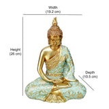 Meditating Buddha Polyresin Showpiece (Mint & Gold)