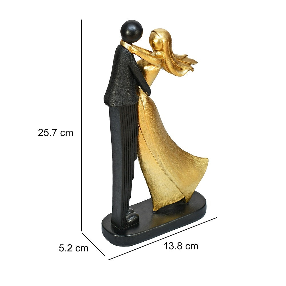 Ballroom Dancing Couple Polyresin Showpiece (Black & Gold)