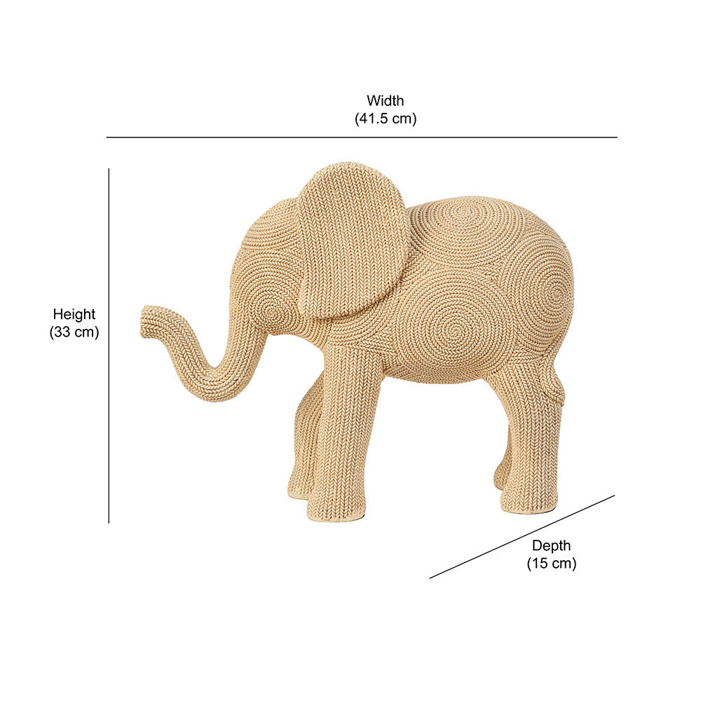 Elephant Decorative Polyresin Showpiece (Cream)