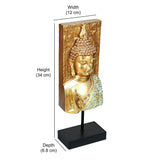 Decorative Buddha Polyresin Showpiece (Mint & Gold)