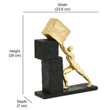 Man Arranging Blocks Decorative Polyresin Showpiece (Black & Gold)