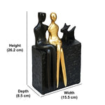 Couple With Dog Decorative Polyresin Showpiece (Black & Gold)