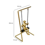 Lady On Swing Decorative Polyresin Showpiece (Black & Gold)