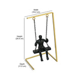 Man On Swing Decorative Polyresin Showpiece (Black & Gold)