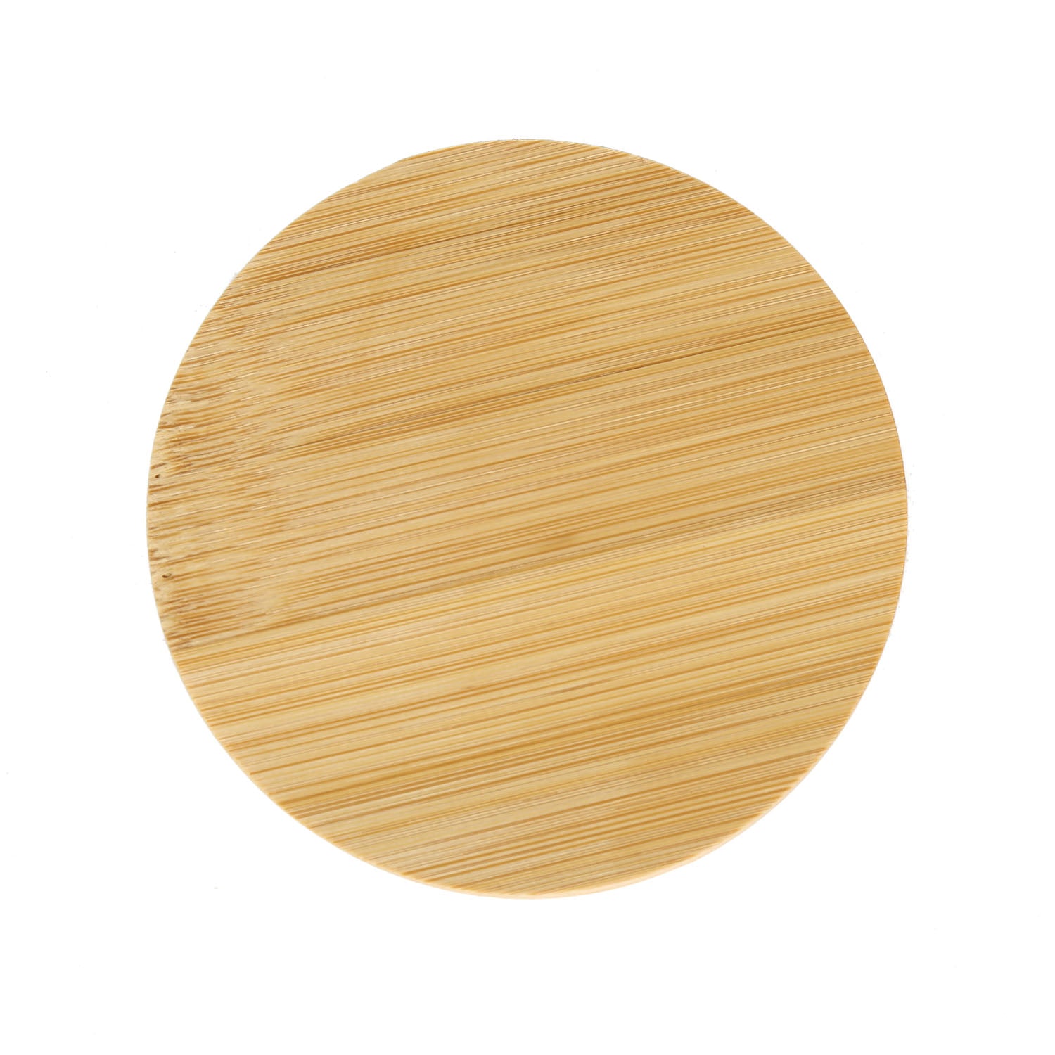 Round Bamboo Coasters Set of 6 with Holder (Light Brown)