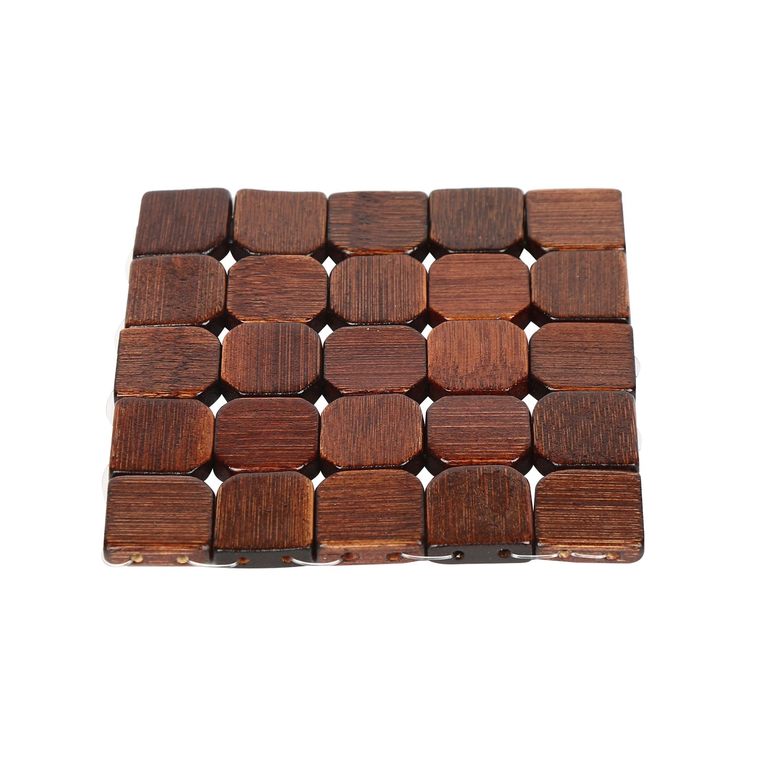 Checkered Bamboo Coasters Set of 6 (Brown)