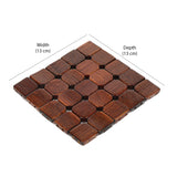 Checkered Bamboo Coasters Set of 6 (Brown)