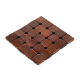 Checkered Bamboo Coasters Set of 6 (Brown)