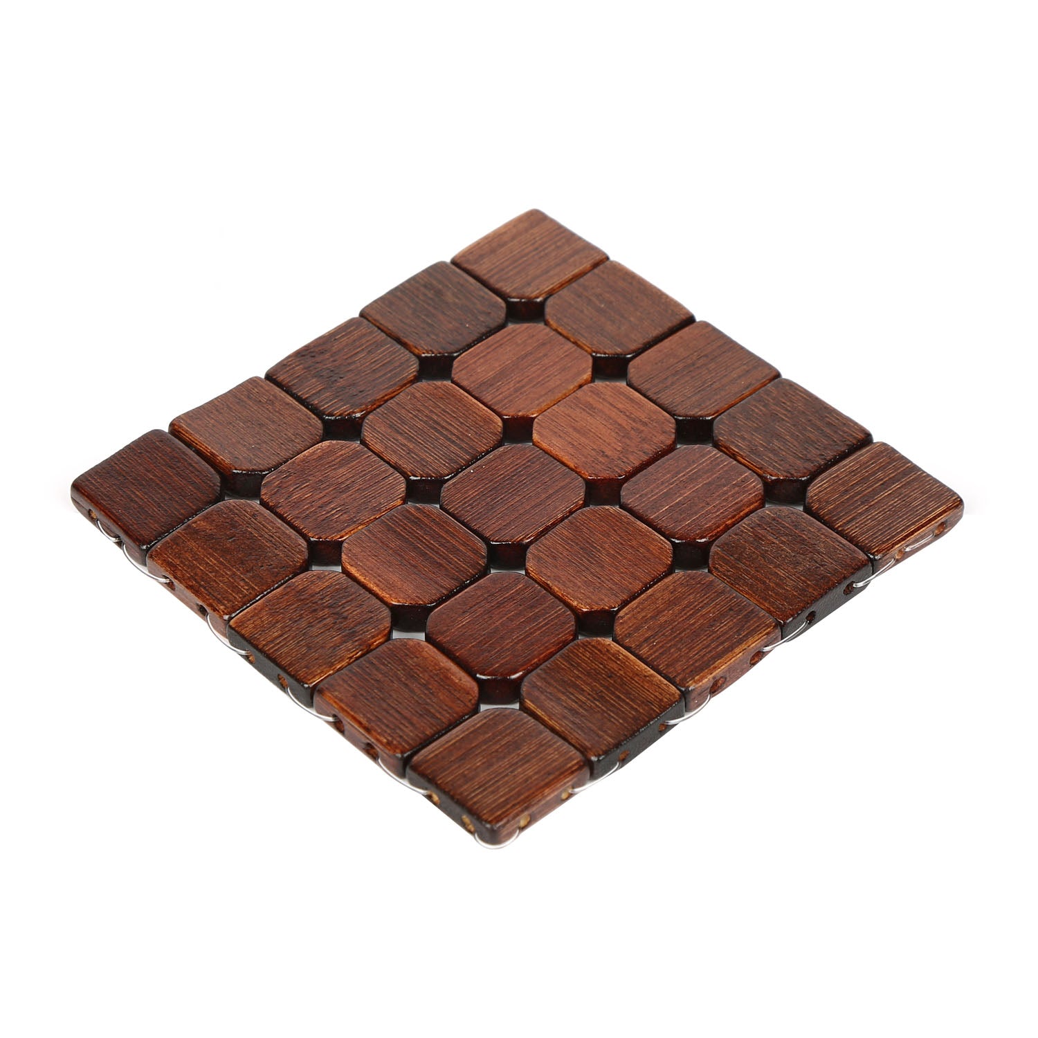 Checkered Bamboo Coasters Set of 6 (Brown)