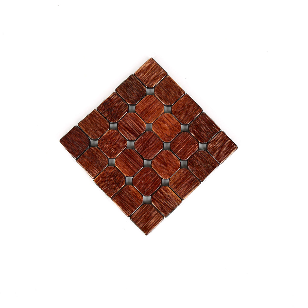 Checkered Bamboo Coasters Set of 6 (Brown)