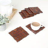 Checkered Bamboo Coasters Set of 6 (Brown)