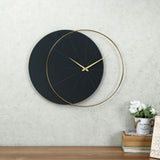 Nilkamal Dual Circular Wooden & Metal Wall Clock (Black & Gold)