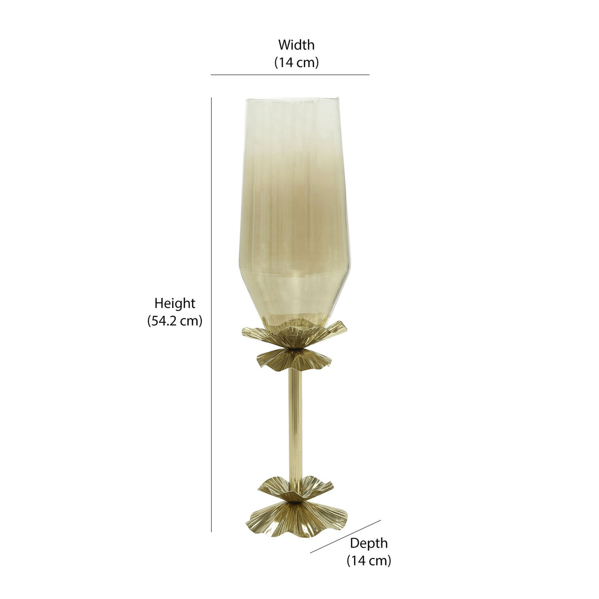 Decorative Floral Metal Vase (Large, Gold)